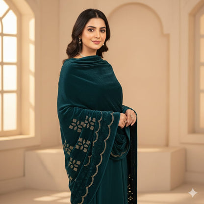 Teal Blue Ladies Shawl | Mehrzaad